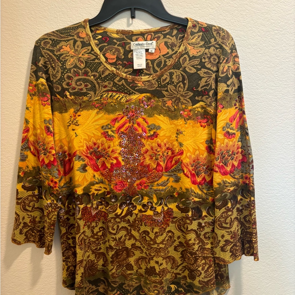 Coldwater Creek Bling Beaded Top STUNNUING! M Perfect Condition